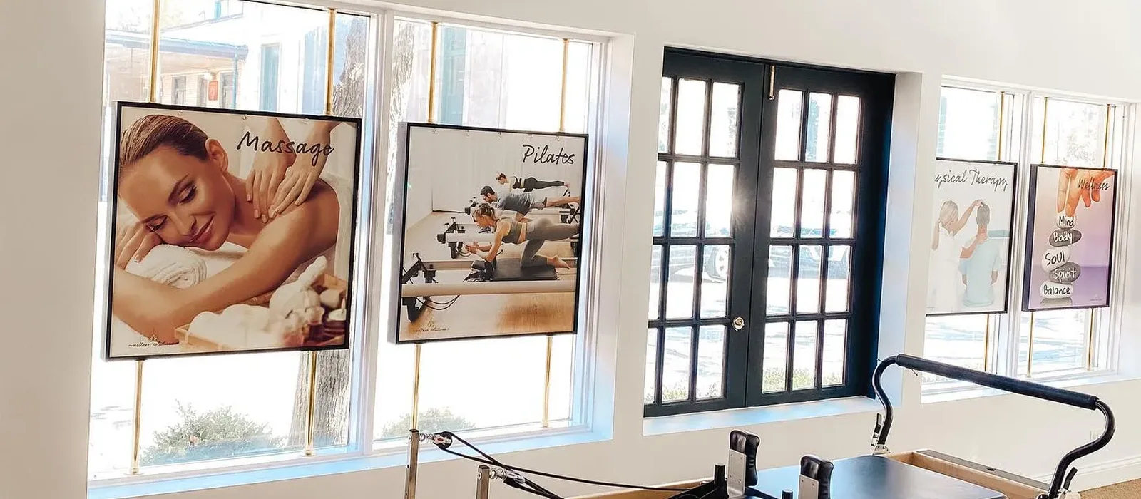The Pilates reformer room at the Lake Forest studio