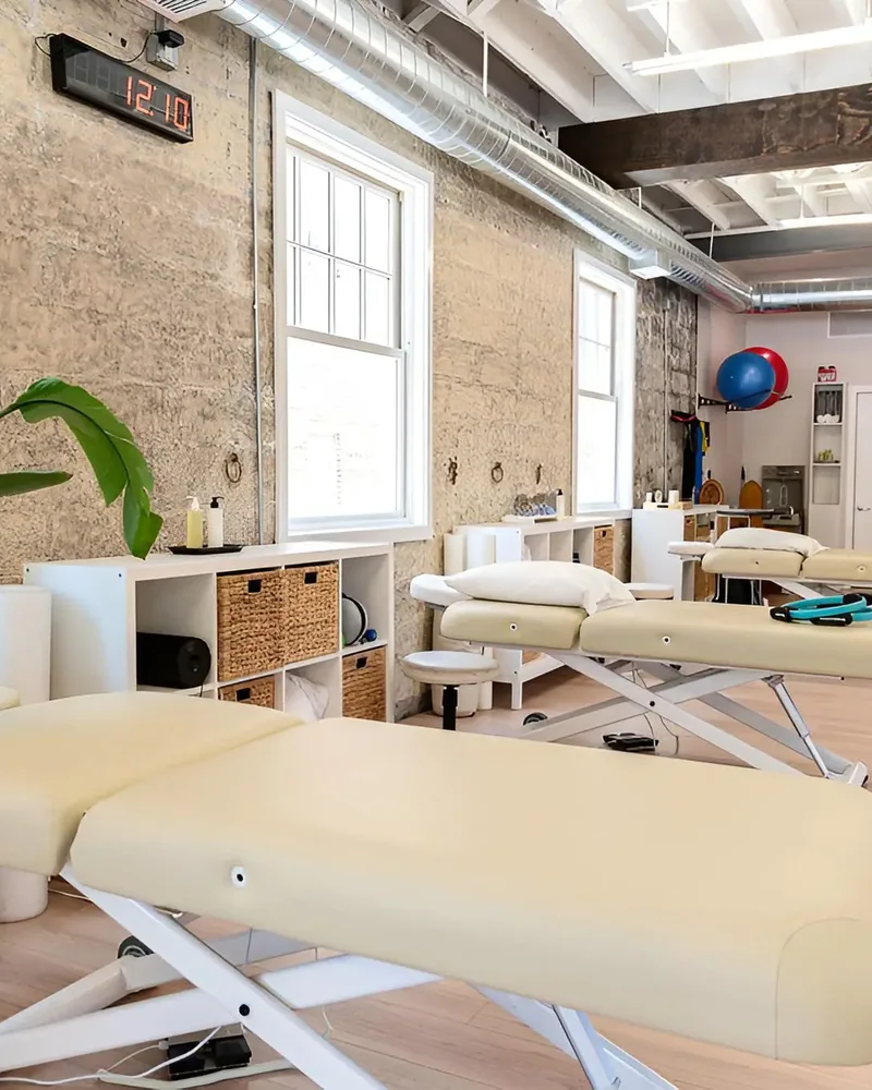 Brick-walled treatment room at the Lake Forest studio