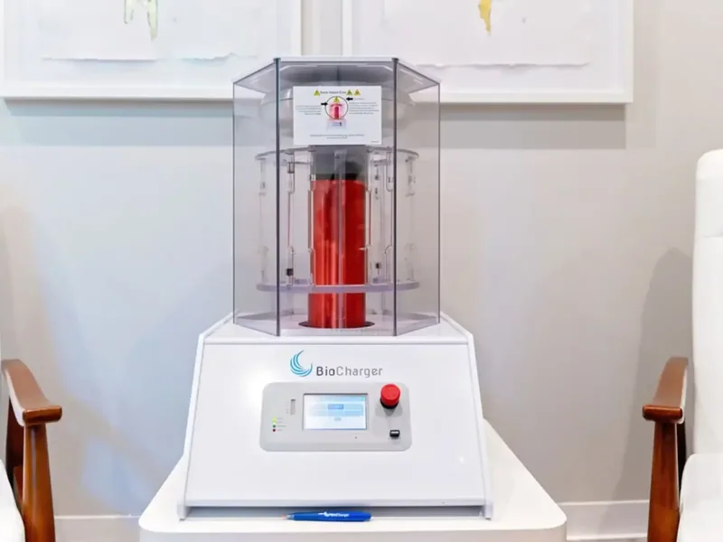 The BioCharger unit standing in the Wellness Solutions studio